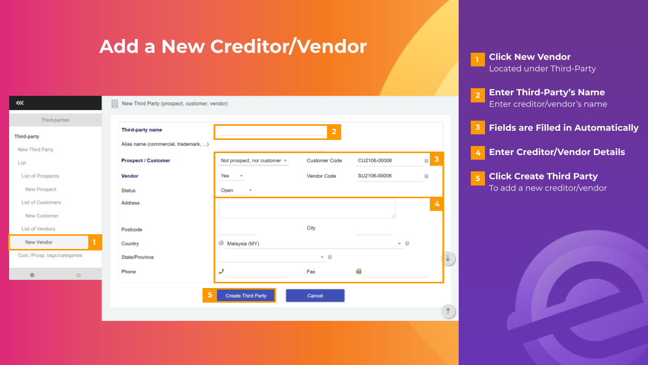 How to Add a New Creditor/Vendor