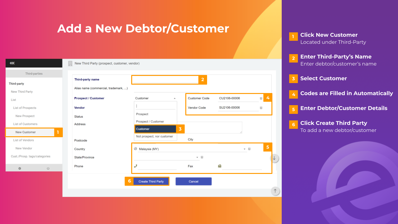 How to Add a New Debtor/Customer