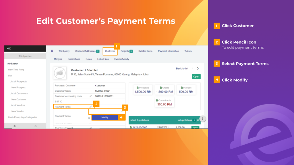How to Edit Default Payment Terms for Customer – MYERP Knowledge Base