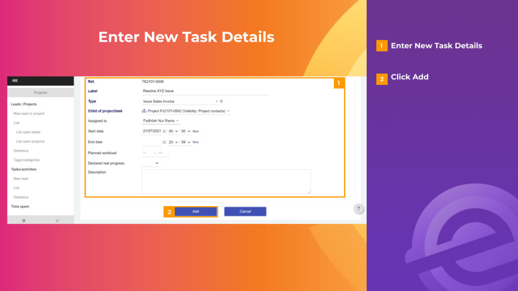 How to Create a New Task – MYERP Knowledge Base