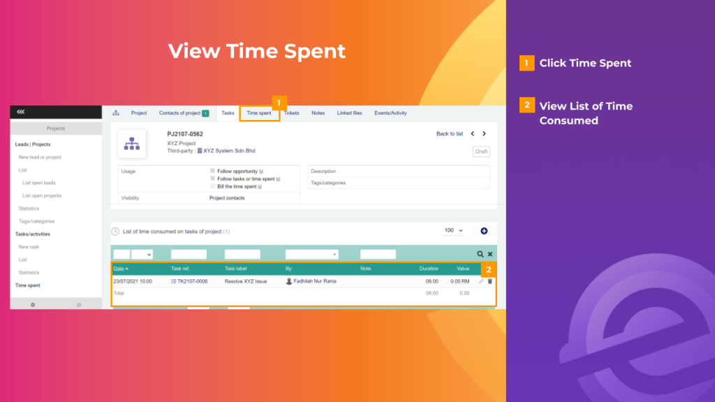 How to View Time Spent in a Project – MYERP Knowledge Base